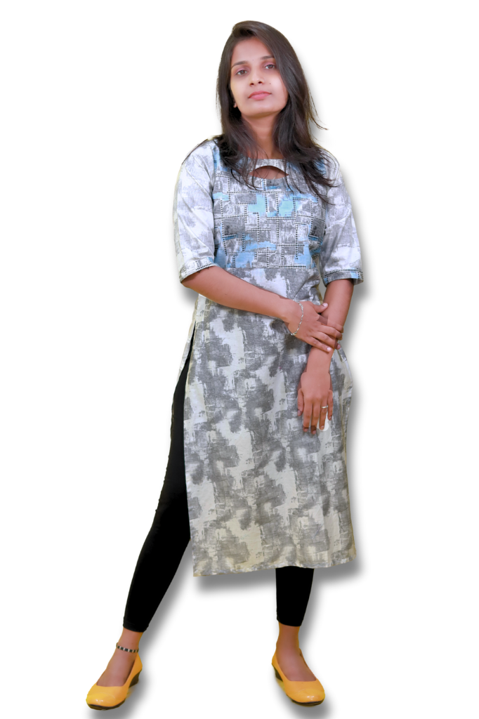 Women White Colour Web Design A-line Kurta – Rama's Kurti Jaipur